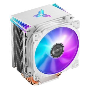JONSBO CR1400 COLOR CPU Cooler H126mm,Air Cooling Tower Radiator, Desktop PC AM4/AM5 heatsink, 4 Copper Heatpipes for AMD /Intel LGA1700/1200/115X ,  92mm RGB Fan,  Auto Rainbow Lighting on Top, Black - CR1400 White
