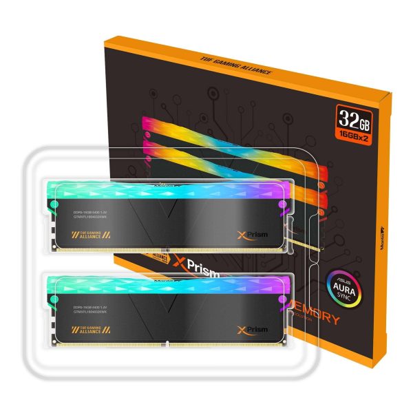 V-COLOR DDR5 (TUF Gaming Alliance) Manta XPrism 32GB(16GBx2) 6400MHz CL32 RGB U-DIMM 1.4V Gaming Desktop Upgrade RAM Memory Module - Black (GTMXPL1664832KWK)