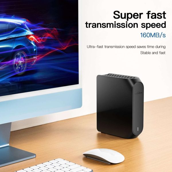 UnionSine 10TB 3.5" External Hard Drive USB3.2Gen2 Type-C HDD Storage Compatible for PC, Desktop, Laptop,TV(Black) HD3510 Black 10TB