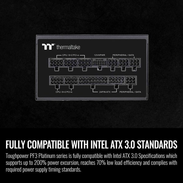 Thermaltake Toughpower PF3 1200W 80+ Platinum ATX 3.0 (PCI-E 5.0 600W 12VHPWR Connector included) Full Modular SLI/Crossfire Ready Power Supply, PS-TPD-1200FNFAPU-L