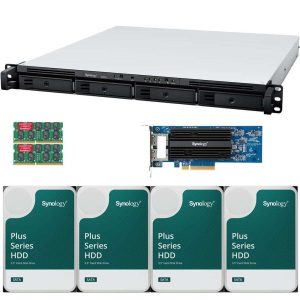 Synology RS822+ AMD Ryzen V1500B 4-Bay NAS 2GB RAM, E10G18-T2 10GbE Adapter, 16TB (4 x 4TB) of Synology Plus NAS Drives Fully Assembled and Tested By CustomTechSales - 16GB,16TB (4 x 4TB)