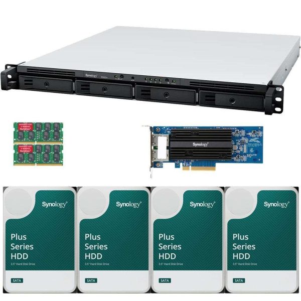 Synology RS822+ AMD Ryzen V1500B 4-Bay NAS 2GB RAM, E10G18-T2 10GbE Adapter, 16TB (4 x 4TB) of Synology Plus NAS Drives Fully Assembled and Tested By CustomTechSales - 16GB,24TB (4 x 6TB)