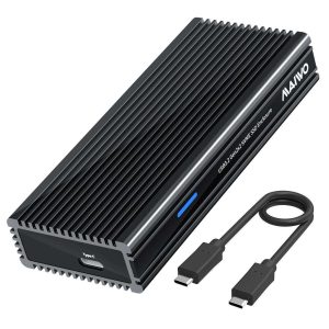 MAIWO M.2 SATA and NVMe Combo  SSD Enclosure with Aluminum Heat Sink Shell, USB3.2 Gen2 Type C 10Gbps. Fits B+M key and M-key M.2 2242,2260,2280,Type C to A and Type C to C Cable Included - Black,USB 3.2,M.2 NVME SSD,M.2 NVMe / NGFF SSD