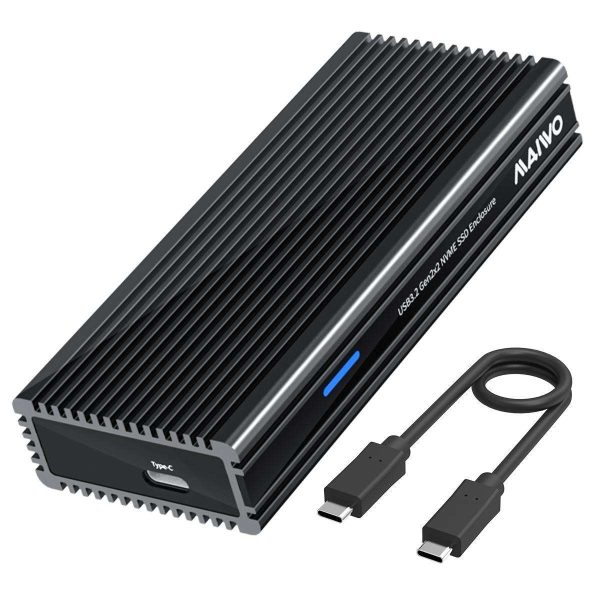 MAIWO M.2 SATA and NVMe Combo  SSD Enclosure with Aluminum Heat Sink Shell, USB3.2 Gen2 Type C 10Gbps. Fits B+M key and M-key M.2 2242,2260,2280,Type C to A and Type C to C Cable Included - Black,USB 3.2,M.2 NVME SSD,M.2 NVMe / NGFF SSD
