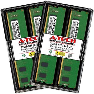 A-Tech 16GB (2x8GB) 1Rx8 PC4-21300R DDR4 2666 MHz ECC RDIMM Registered DIMM 288-Pin Single Rank x8 Server & Workstation RAM Memory Upgrade Kit - 32GB (4 x 8GB)