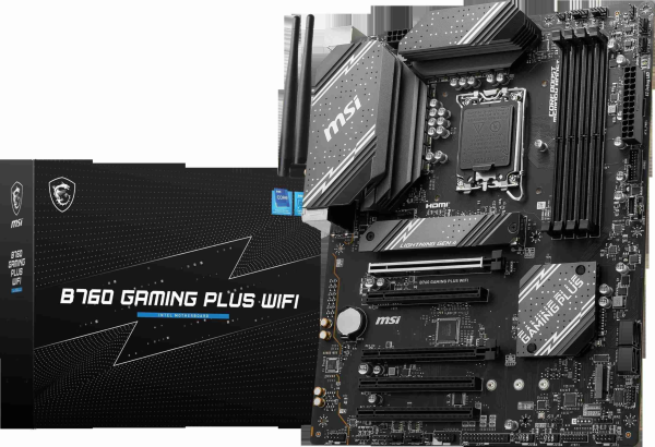 MSI B760 GAMING PLUS WIFI LGA 1700 (280) DDR5 ATX Motherboards - Intel,  SATA 6Gbps, Wi-Fi 6E, Bluetooth 5.3,  7.1 HD Audio, PCIe 4.0 x16, 2.5G LAN