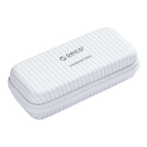 ORICO M.2 Hard Drive Case Portable HDD Storage Protection Bag for External M.2 SSD /USB Cable /U Disk Large Capacity - White,1-Pack