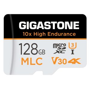 [10x High Endurance] Gigastone Industrial 8GB MLC Micro SD Card, Full HD Video Recording, Security Cam, Dash Cam, Surveillance Compatible 85MB/s, U1 C10, with Adapter [5-Yrs Free Data Recovery] - 128GB,1-Pack