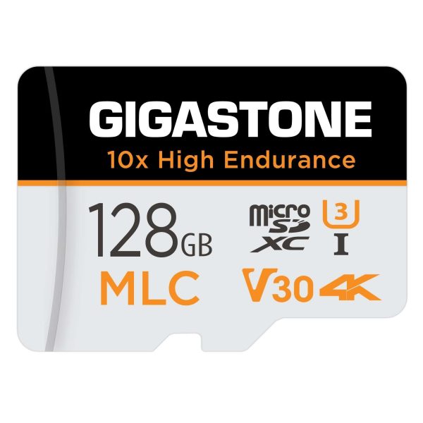 [10x High Endurance] Gigastone Industrial 8GB MLC Micro SD Card, Full HD Video Recording, Security Cam, Dash Cam, Surveillance Compatible 85MB/s, U1 C10, with Adapter [5-Yrs Free Data Recovery] - 128GB,1-Pack