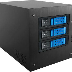 Compact Stylish 3x 3.5" Hotswap Trayless mini-ITX Tower - Black HDD Handle - S-35-3DE1BL