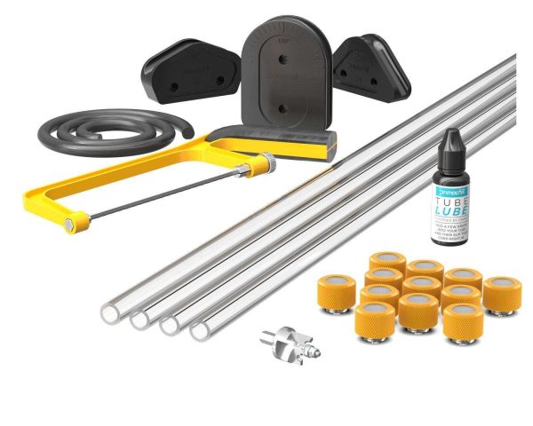 PrimoChill (Complete Kit) 4x 14mm Acrylic/PMMA Tubes, 12x Metrix SX Fitting, Bending Jig/Kit, Cutter and Finishing Bit - Yellow