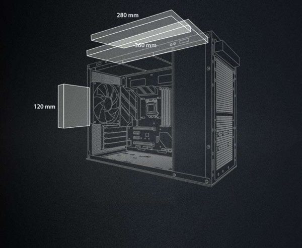 ASUS AP201 Type-C Airflow-focused Micro-ATX,Mini-ITX Computer Case, Support 360/280 Liquid Cooling - Black