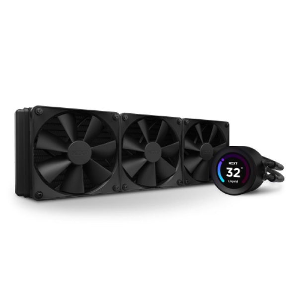 NZXT Kraken Elite 360mm - RL-KN36E-B1 – AIO CPU Liquid Cooler - Customizable LCD Display - 3 x F120P Static Pressure Fan Radiator Fans LGA 1700 / AM5 Compatible - 3 Fan Slots (120 mm)