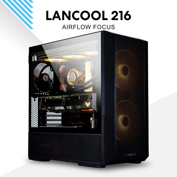 LIAN LI LANCOOL 216RX Black Steel / Tempered Glass ATX Mid Tower Computer Case ,2x 16 cm ARGB Fans Included ----LANCOOL 216RX