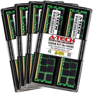 A-Tech 128GB (8x16GB) 2Rx4 PC3-14900R DDR3 1866 MHz ECC RDIMM 1.5V Registered DIMM 240-Pin Dual Rank x4 Server & Workstation RAM Memory Upgrade Kit