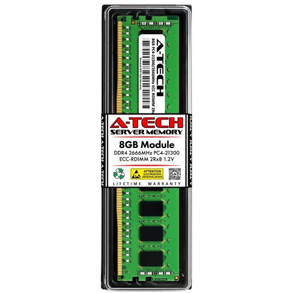 A-Tech 8GB 2Rx8 PC4-21300R DDR4 2666 MHz ECC RDIMM Registered DIMM 288-Pin Dual Rank x8 Server & Workstation RAM Memory Upgrade Module
