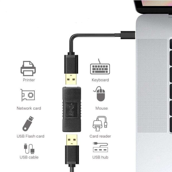 USB 3.0 Type A Female to Female Extension Connector Adapter F/F, Black 2 pack