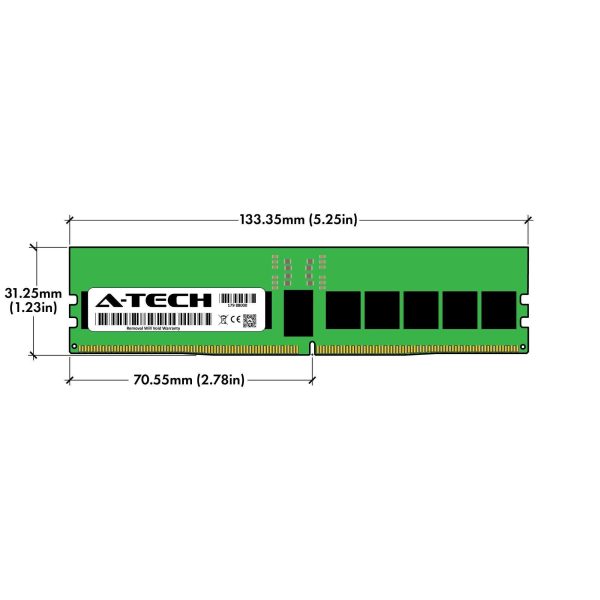 128GB (4x32GB) RAM for Dell PowerEdge T560, R660, R660xs, R6615, R6625, R760, R760xa, R760xd2, R760xs, R7615, R7625, R860, R960 | DDR5 4800MHz EC8 RDIMM PC5-38400 2Rx8 ECC Registered Server Memory Kit