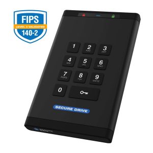 SecureData SecureDrive® KP 1TB SSD FIPS-140-2 Level 3 Validated 256-Bit Hardware Encrypted External Portable  USB 3.0 - Unlock via On-Board Keypad