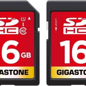 GIGASTONE 16GB SD Card UHS-I U1 Class 10 SDHC Memory Card High-Speed Full HD Video Canon Nikon Sony Pentax Kodak Olympus Panasonic Digital Camera - 16GB,Full HD Video,2-Pack