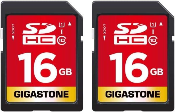 GIGASTONE 16GB SD Card UHS-I U1 Class 10 SDHC Memory Card High-Speed Full HD Video Canon Nikon Sony Pentax Kodak Olympus Panasonic Digital Camera - 16GB,Full HD Video,2-Pack