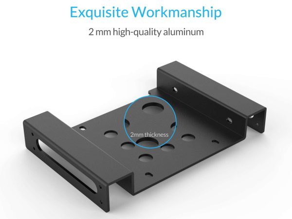 ORICO Aluminum 5.25 inch to 2.5 or 3.5 Inch Internal Hard Disk Drive Mounting Kit with Screws and Shock Absorption Rubber Washer- Black  (AC52535-1S-V1)