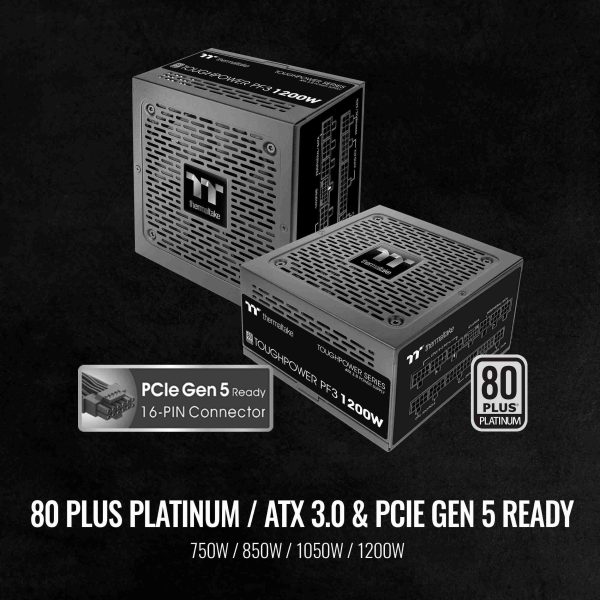 Thermaltake Toughpower PF3 1200W 80+ Platinum ATX 3.0 (PCI-E 5.0 600W 12VHPWR Connector included) Full Modular SLI/Crossfire Ready Power Supply, PS-TPD-1200FNFAPU-L