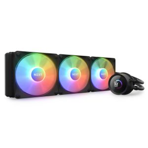 NZXT Kraken RGB 240mm - RL-KR240-W1- AIO RGB CPU Liquid Cooler - LCD Display - 2 x F120RGB Core Fans Radiator Fans White LGA 1700 / AM5 Compatible - 3 Fan Slots (120 mm),Black