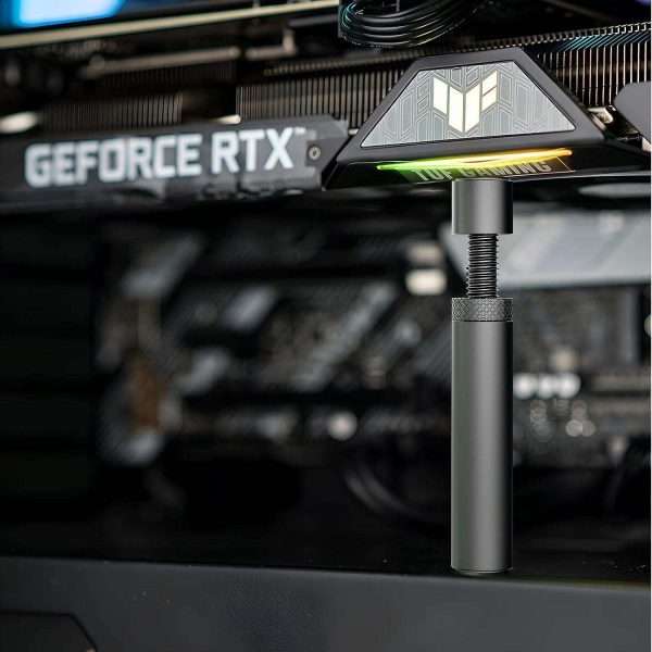 Graphics Card GPU Support Bracket, Adjustable Height GPU Sag Stand Bracket with Magnet and Non-Slip Sheet, GPU Holder for Prevent Universal VGA Graphics Card Sag - 2.8-4.7"- L - Black