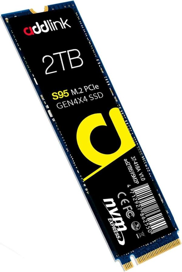 Addlink S93 4TB PCIe 4.0 NVMe SSD M.2 2280 Internal Solid State Drive, Read Speed up to 7400 MB/s, for Gamers and Creators- Dram-Less SLC Cache SSD - 2TB S95 w/o Heatsink