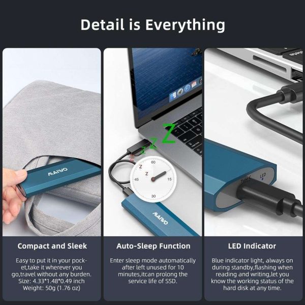 MAIWO M.2 NVMe SATA SSD Enclosure, 10Gbps USB 3.1 GEN2 to M.2 M Key B+M Key SSD Adapter, Support UASP Trim, 4TB Capacity, Solid State Drive Case Reader