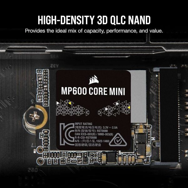 Corsair MP600 CORE Mini 1TB M.2 NVMe PCIe x4 Gen4 2 SSD – M.2 2230 – Up to 5,000MB/sec Sequential Read  QLC NAND – Great for Steam Deck, ASUS ROG Ally, Microsoft Surface Pro .CSSD-F1000GBMP600CM