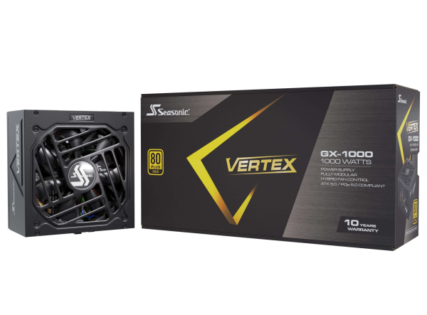 Seasonic VERTEX GX-1000, 1000W 80+ Gold,  ATX 3.0 / PCIe 5.0 Compliant, Full Modular, Fan Control in Fanless, Silent, and Cooling Mode, 12 Years Warranty - ATX 3.0 Gold (1000W)