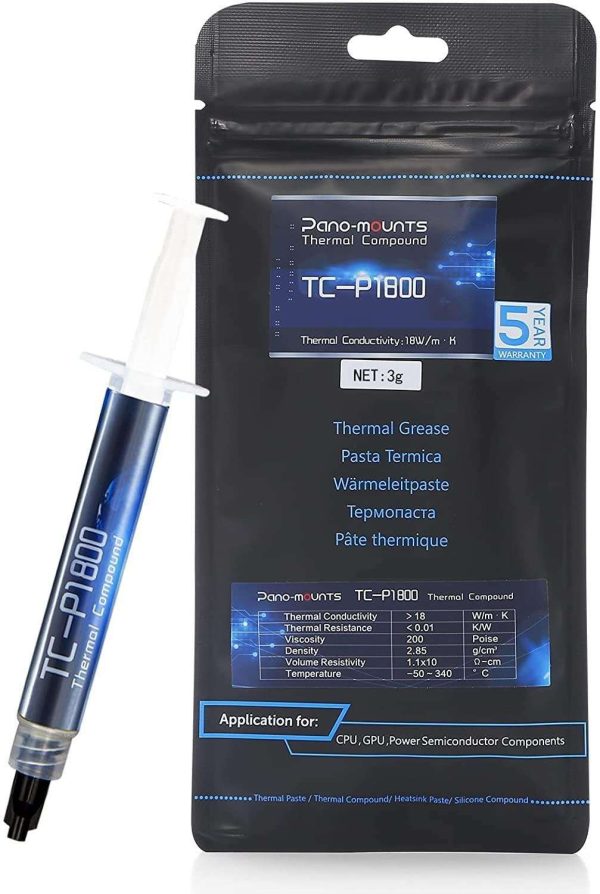 PANO-MOUNTS Thermal Paste 12.5W/mK 5g High Performance CPU Thermal Compound Paste Heatsink for GPU Processor and More - 18W/mK 3g