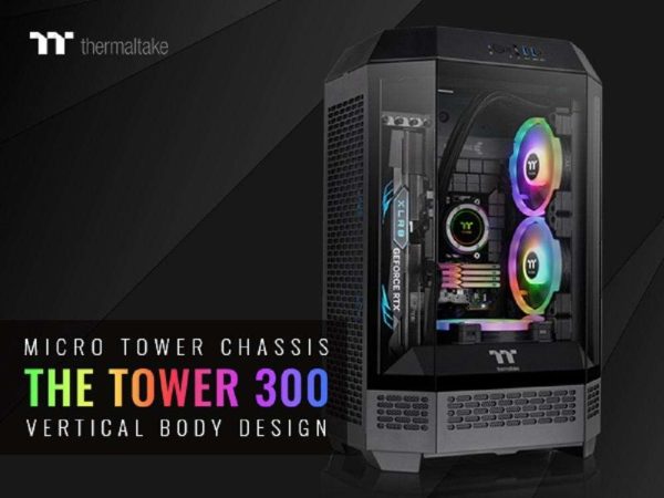 Thermaltake Tower 300 Series Micro-ATX Tower Chassis Black - Black