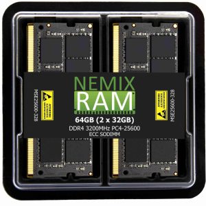 128GB Kit 4x32GB DDR4-3200 PC4-25600 ECC SODIMM 2Rx8 Memory by NEMIX RAM - 64GB (2 x 32GB)