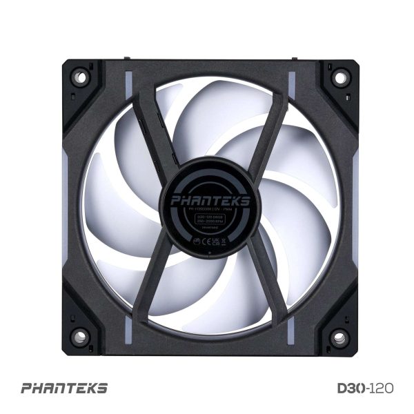 Phanteks D30-120 DRGB PWM FAN 3Pack, Reverse Airflow Model, Premium D-RGB Performance Fans, Halos lighting Effect, ARGB/DRGB lighting, Daisy-chain Fan Linking system, Black, 3Pack