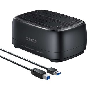 ORICO Dual Bay External Hard Drive Docking Station USB 3.0 to SATA with Duplicator/ Offline Clone Function HDD Dock for 2.5/3.5 inch HDD SSD Plug&Play Support UASP Max Up to 36TB - USB Type C,Dual HDD,2 Bay,Without Clone Function