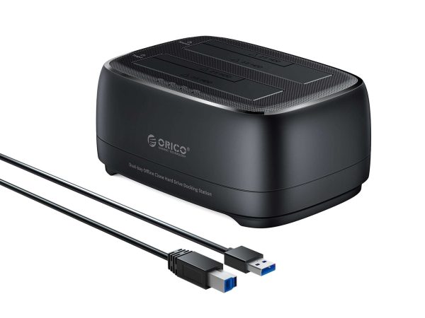 ORICO Dual Bay External Hard Drive Docking Station USB 3.0 to SATA with Duplicator/ Offline Clone Function HDD Dock for 2.5/3.5 inch HDD SSD Plug&Play Support UASP Max Up to 36TB - USB Type C,Dual HDD,2 Bay,Without Clone Function