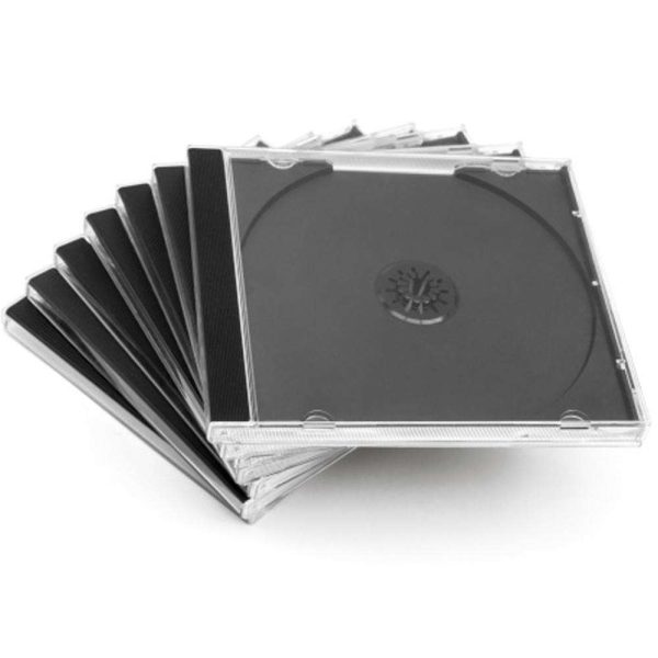 Smartbuy Standard 10.4 mm Clear Jewel Case Single CD DVD Disc Storage with Assembled Black Removable Tray (50 Pack) - 100