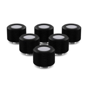 PrimoChill 12mm OD Rigid SX Fitting - 6 Pack - TX Matte Black