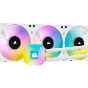 CORSAIR iCUE H100i ELITE CAPELLIX Liquid Cooling System - 3 Fan Slots (120 mm),Elite Capellix Series,RGB Pump + Fans White