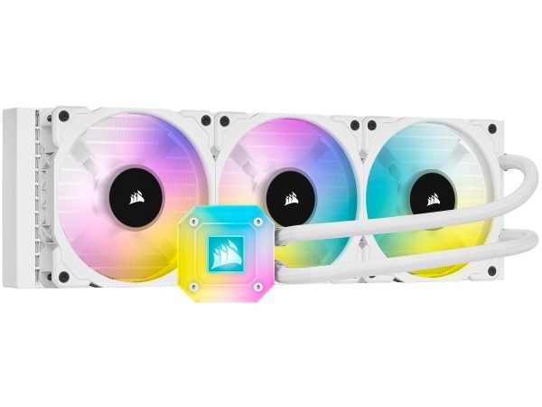 CORSAIR iCUE H100i ELITE CAPELLIX Liquid Cooling System - 3 Fan Slots (120 mm),Elite Capellix Series,RGB Pump + Fans White