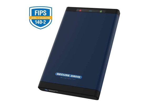 SecureData SecureDrive BT 1TB SSD FIPS 140-2 Level 3 Validated 256-Bit Hardware Encrypted External Portable USB 3.0 - Secure Wireless Unlock via Mobile App