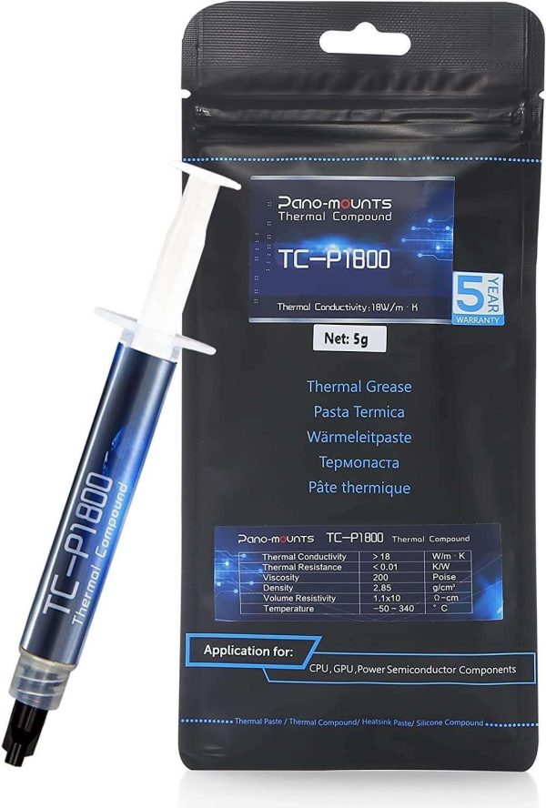PANO-MOUNTS Thermal Paste 12.5W/mK 5g High Performance CPU Thermal Compound Paste Heatsink for GPU Processor and More - 18W/mK 5g