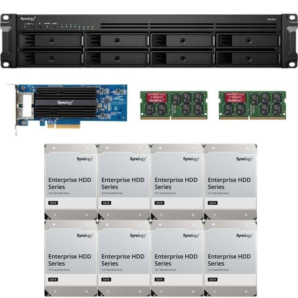 Synology RS1221+ RackStation with 4GB RAM, E10G18-T2 10GbE Adapter and 64TB (8 x 8TB) of Synology Enterprise Drives Fully Assembled and Tested By CustomTechSales - 8GB DDR4,32TB (8 x 4TB)