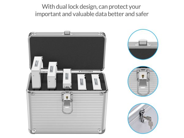 ORICO Aluminum Hand-held Multi-protection 5 Bay 3.5 inch HDD Protective Storage Carrying Box with Security Lock - Silver (BSC35-05)