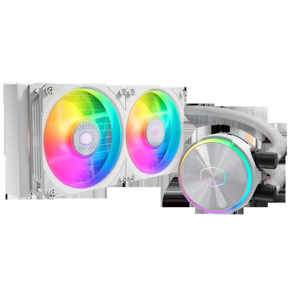 Cooler Master MasterLiquid 360 Atmos ARGB Close-Loop AIO Liquid Cooler, Customize Pump, Sickleflow Edge PWM Fans, 360mm Radiator, CryoFuze, AMD Ryzen AM5/AM4, Intel LGA1700/1200 (MLX-D36M-A25PZ-R1) - 2 Fan Slots (120 mm),White,MasterLiquid PL240 FLUX