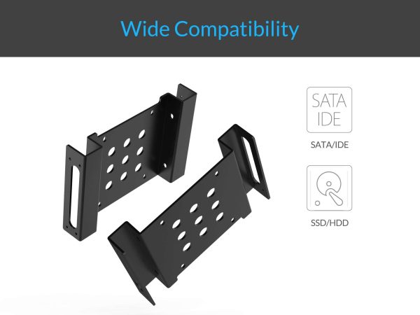 ORICO Aluminum 5.25 inch to 2.5 or 3.5 Inch Internal Hard Disk Drive Mounting Kit with Screws and Shock Absorption Rubber Washer- Black  (AC52535-1S-V1)