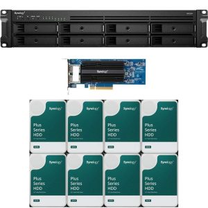 Synology RS1221+ RackStation with 4GB RAM, E10G18-T2 10GbE Adapter and 32TB (8 x 4TB) of Synology Plus NAS Drives Fully Assembled and Tested By CustomTechSales - 4GB DDR4,32TB (8 x 4TB)